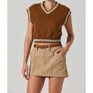 NEW ASTR kirby v-neck cropped sweater vest in brown